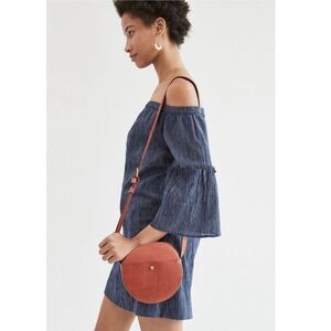 Madewell Off-the-Shoulder Bell Sleeves Navy Stripe Bohemian Dress Women's Sz 8